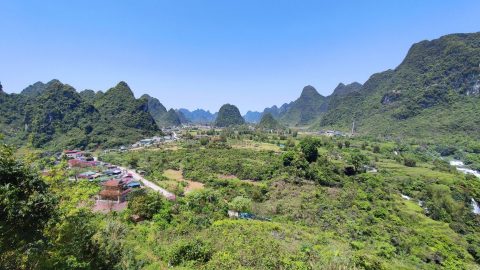 view from the temple near Bang Gioc in Cao Bang