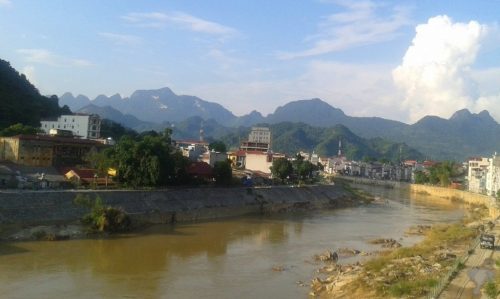 view from the Thuy Tien Guesthouse: despite its frontier reputation, I warm to Ha Giang City