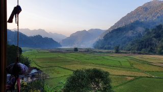 the view of Ba Be Lake from a homestay the view of Ba Be Lake from a homestay
